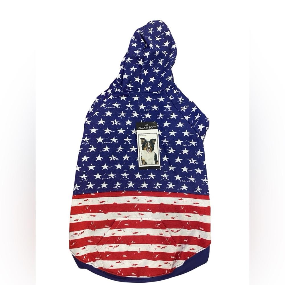 Zack and Zoey Distressed American Flag Dog Hoodie Large Breed